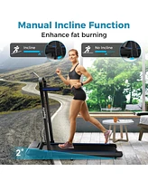 Gymax 2 in 1 Folding Treadmill w/ Incline Remote Control App & Led Display