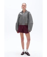 Nocturne Women's Faux Leather Bomber Jacket