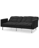 Slickblue Split-Back Convertible Futon Sofa - Linen Tufted Design for Small Spaces