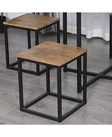 Slickblue Farmhouse 5 Piece Square Wood Steel Kitchen Dining Set