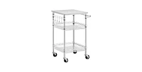 Slickblue Compact Kitchen Cart with Stainless Steel Top and 2 Bottom Storage Shelves