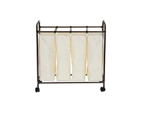 Slickblue Farmhouse 4 Section Removeable Bag Wheeled Laundry Sorter Cart