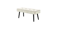 Slickblue Mid-Century Corduroy Upholstered End of Bed Bench with Wooden Legs for Stylish Bedroom Seating