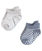 Hudson Baby Boys Non-Skid No-Show Socks Asst Stripes