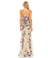 Mac Duggal Women's Strapless Floral Embroidered Gown
