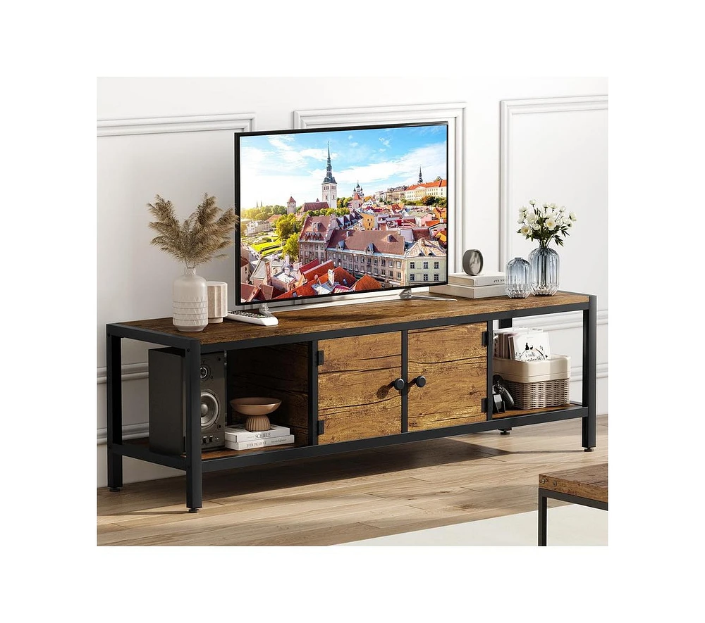 gaomon 58 Inch Tv Stand for Bedroom, Farmhouse Tv Cabinet with Storage, Tv Consoles up to 65 Inch Tv