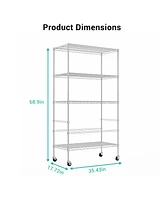 gaomon 4-Tier Wire Shelving Unit with Wheels, Heavy Duty Metal Storage Shelves, Adjustable Wire Rack Shelving for Restaurant Garage Pantry Kitchen, 35