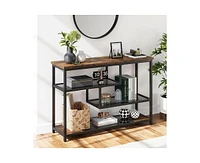 gaomon Console Table, 4-Tier Sofa Tables Narrow Entryway Table with Glass Shelf and Metal Frame