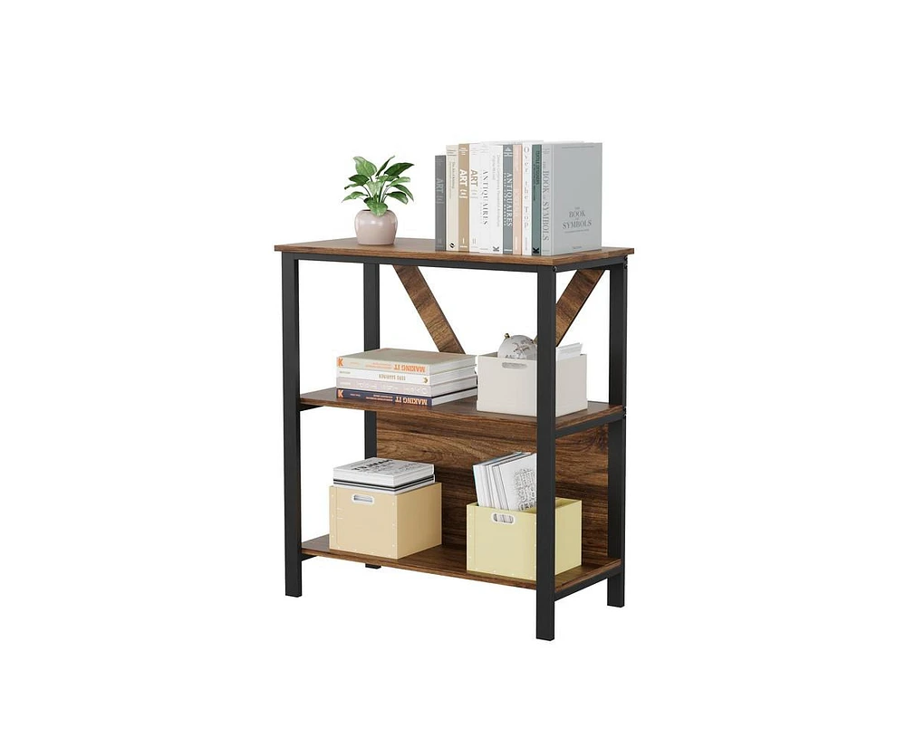 gaomon 3 Tier Bookshelf with Led Lights, Bookcase with Open Display Shelves