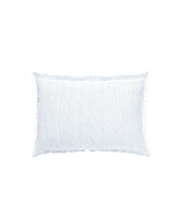 Anaya Home Sky Blue Pinstripe Fringe Linen Pillow