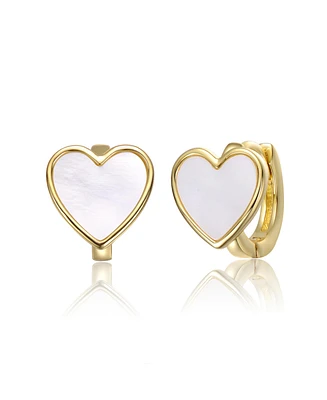 GiGiGirl Adorable Kids 14k Gold Plated Mother of Pearl Heart Earrings