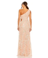 Mac Duggal Women's One Shoulder Side Cut Embellished Gown