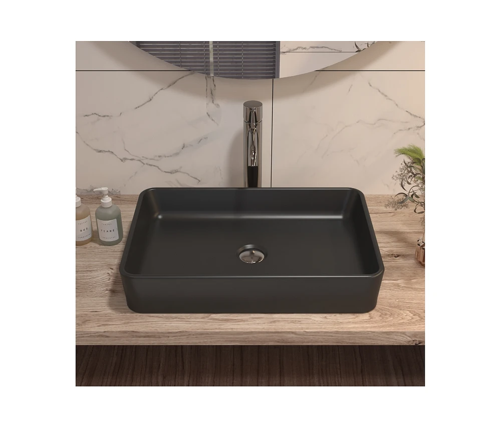 DeerValley 20" x 13'' Rectangular Vitreous China Vessel Bathroom Sink