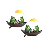 Fc Design "2-pc Gift Set" 9"W Lovely Frog Couple Dating on Boat Figurine Statue Ornament Home Room Office Decor and Perfect Gift Ideas for Housewarmin