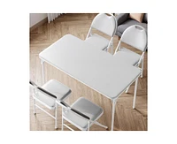 gaomon Folding Table, Portable Folding Card Rectangle Table with Sturdy Metal Frame, Pu Leather Upholstered Foldable Table, for Dining Room