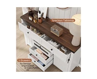 gaomon Farmhouse Buffet Cabinet, Sideboard Storage Cabinet with 5 Drawers and Sliding Barn Doors