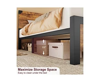 gaomon Full Size Bed Frame with Wood Headboard, Full Platform Bed Frame with Under Bed Storage and Metal Legs, Noise Free, No Box Spring Needed, Easy