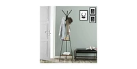 Slickblue Modern Coat Rack with Metal Frame and 2 Storage Shelves for Entryway Organization