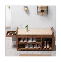 Slickblue Entryway Shoe Rack Storage Bench - Multi-Function Seat and Organizer for Hallway