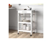 Slickblue Stainless Steel Top Kitchen Cart with Drawer and Storage Shelves