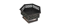 Slickblue 24 Inch Steel Distressed Lattice Design Fire Pit With Cover