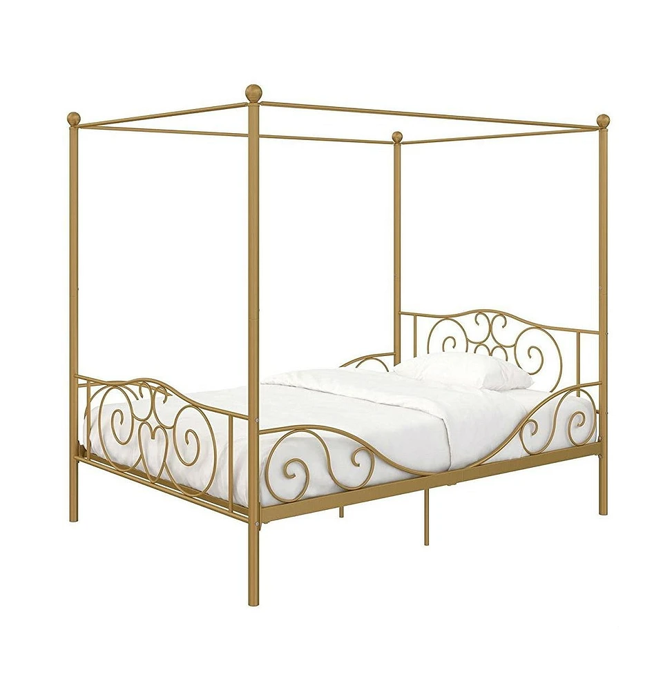 Slickblue Strong Metal Canopy Bed Frame for Bedroom with Supportive Frame