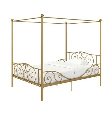 Slickblue Strong Metal Canopy Bed Frame for Bedroom with Supportive Frame