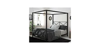 Slickblue Modern Metal Four-Poster Canopy Bed Frame