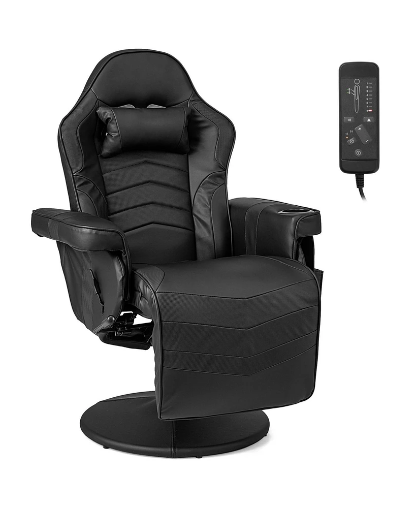 Gouun Massage Gaming Chair with Reclining Backrest, Retractable Footrest, Adjustable Height, 360° Rotation