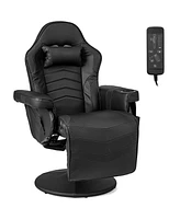 Gouun Massage Gaming Chair with Reclining Backrest, Retractable Footrest, Adjustable Height, 360° Rotation