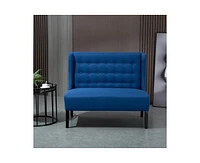 Slickblue 2-Seater Button Tufted Loveseat with Wooden Legs - Modern Sofa for Living Room