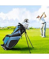 Gymax Golf Stand Bag 6 Way Divider Carry w/ Straps & 7 Storage Pockets