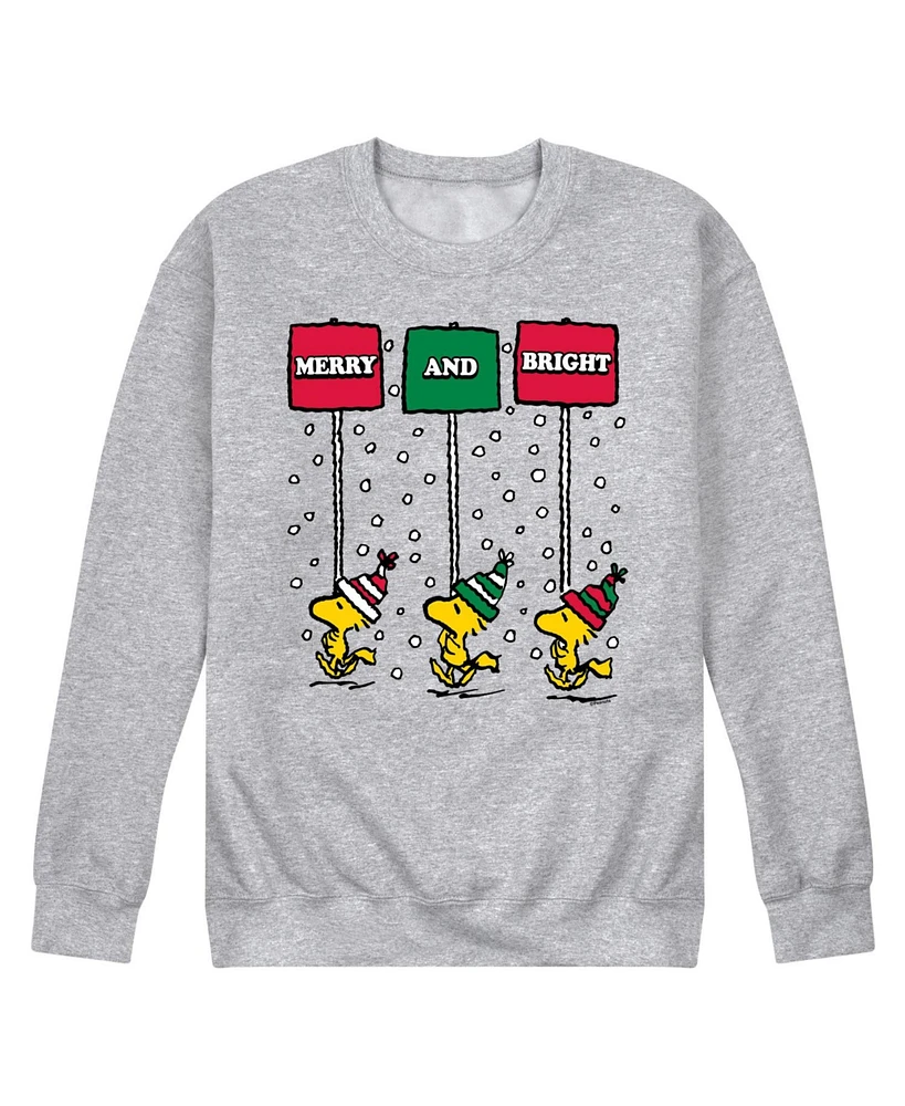 Airwaves Men's Peanuts Woodstock Merry and Bright Long Sleeve Fleece