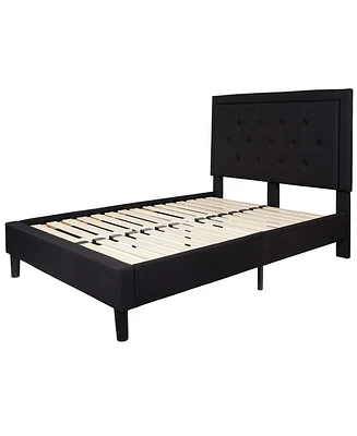 Slickblue Fabric Upholstered Platform Bed Frame with Built-in Headboard