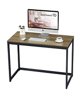 Slickblue Small Home Office Modern Laptop Computer Desk Table Metal Frame Wood Top