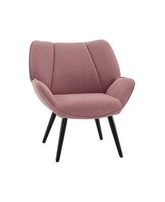 gaomon Modern Mid-Century Accent Armchair, Comfortable Single Sofa for Living Room, Bedroom, or Office, Corduroy Upholstered Reading Chair with Wingba