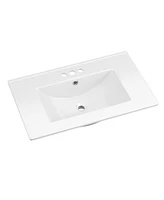 Lovmor Bathroom Ceramic Vanity Top with Three Holes in White