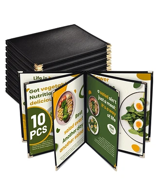 Yescom WeChef 10 Pack Restaurant Menu Covers 8.5" x 11" Book Style 6 Pages 10 View Cafe