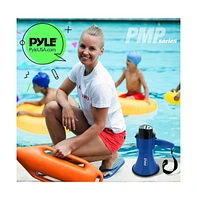 Pyle 30-Watt Portable Megaphone with Siren, Adjustable Volume, Lightweight, Battery Operated, Blue Bullhorn