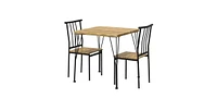 Slickblue Modern 3-Piece Dining Set with Wood Top Table and Two Chairs for Small Spaces