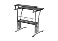 Slickblue Modern Metal Frame Computer Desk with Laminate Top and Raised Shelf