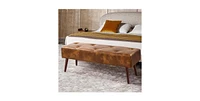 Slickblue Mid-Century End of Bed Bench with Upholstered Seat and Solid Wood Legs for Stylish Bedroom Seating