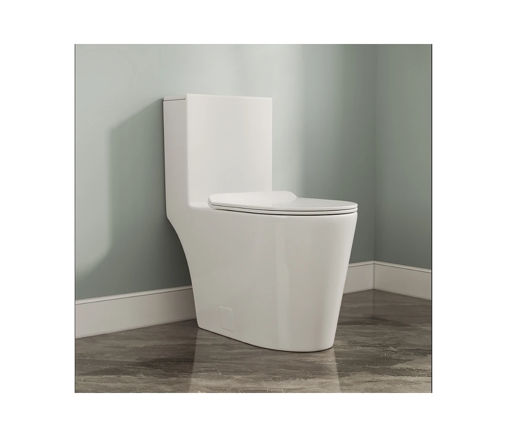 DeerValley One Piece Modern Toilet, Elongated Dual Flush Standard White Toilet with Comfort Ada Seat Height(Seat Included)