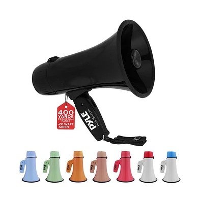 Pyle Portable Megaphone with Siren, 20 Watt Power, Aux Input for MP3, Automatic Siren, Lightweight