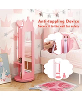 Gouun Free-Standing Full Length Mirror Kids Jewelry Armoire Cabinet