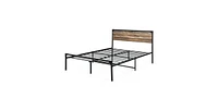 Slickblue Rustic FarmHome Metal Wood Platform Bed Frame