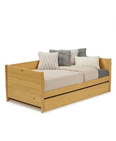 Slickblue Wooden Daybed with Roll-Out Trundle Bed Frame for Extra Sleeping Space