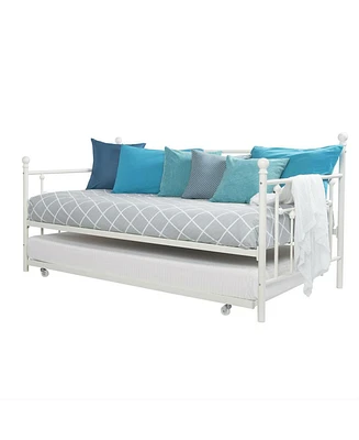 Slickblue Metal Daybed Frame with Roll-Out Trundle Bed for Extra Sleeping Space