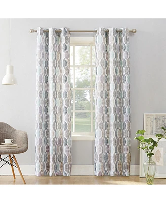 No. 918 Mikko Leaf Print Semi-Sheer Grommet Curtain Panel