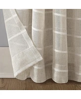 Clean Window Twill Stripe Anti-Dust Linen Blend Sheer Curtain Panel